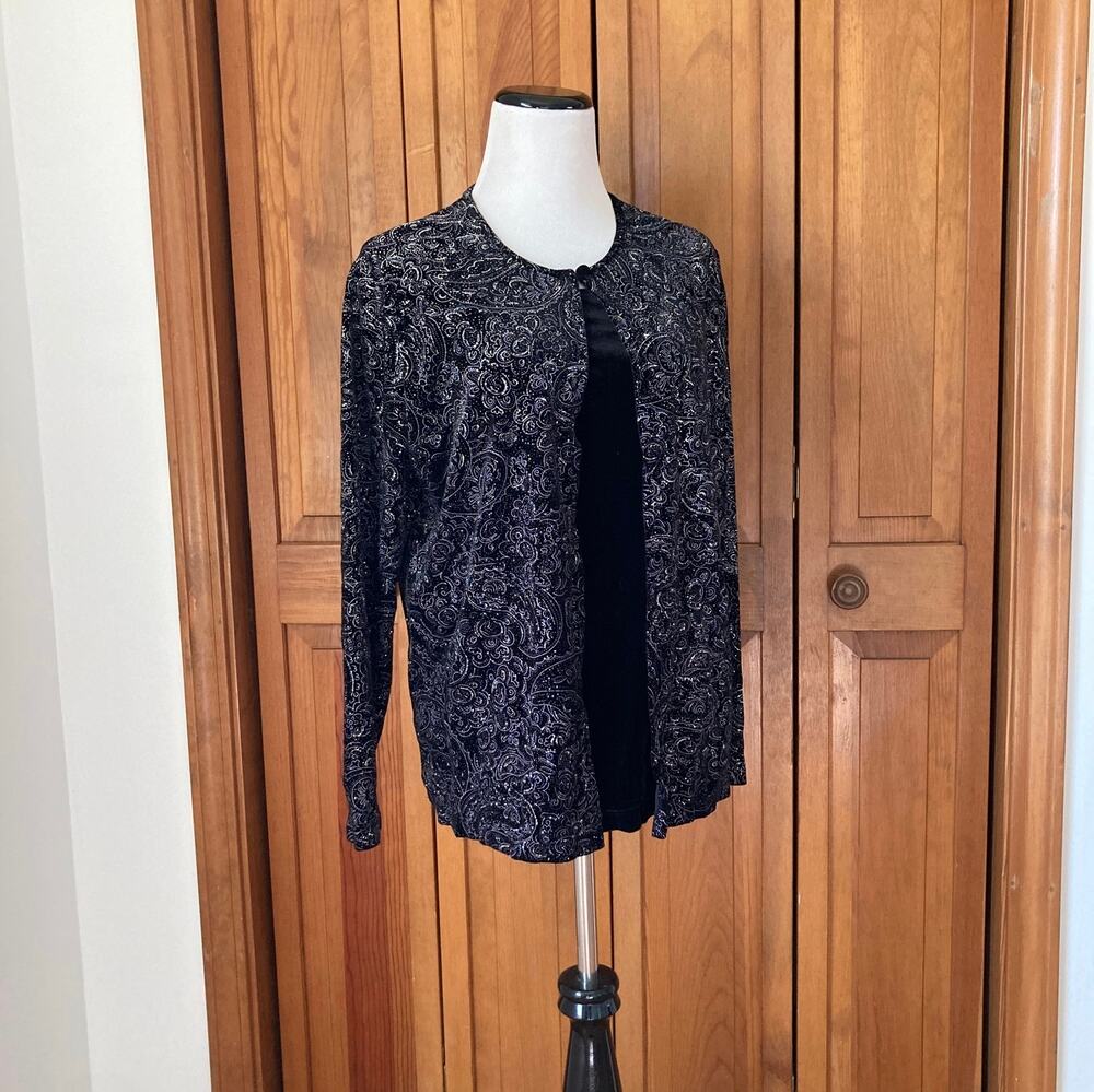 Kim Rogers Black Stretch Sparkly Pullover Top, Size L